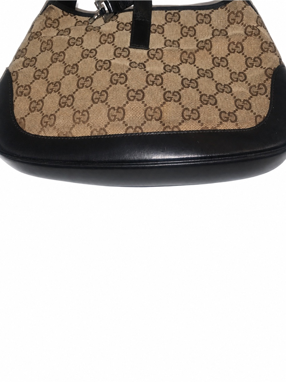 Gucci Brown GG Canvas Shoulder Bag with Black Trim and Green-Red Stripe - Picture 6 of 16